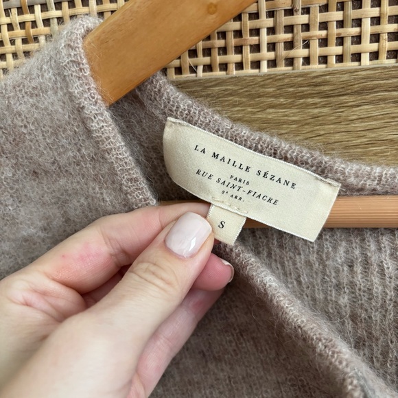 La Maille Sezane Women's Soft Gray/Cream Cardigan Sweater Size Small - Picture 3 of 5